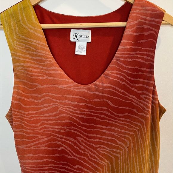 Y2K Abstract Rainbow Print Midi dress Size 14 Phoebe Ombre Artsy Fairy - Picture 5 of 5